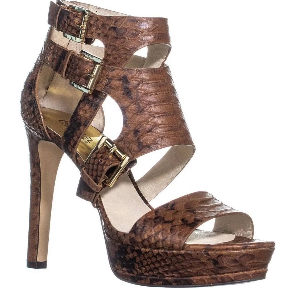 Michael Kors Lucinda Back Zip Caged Platform Leather Heels Sandals Women’s 10